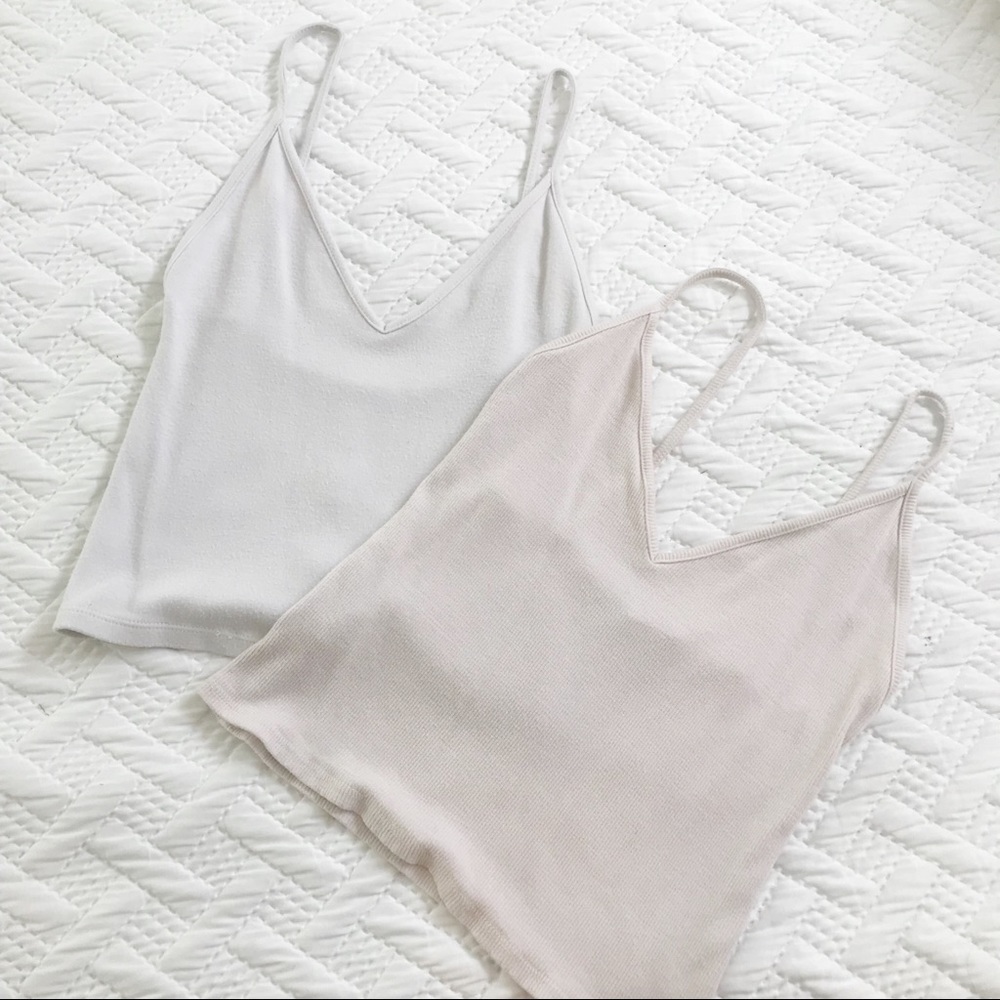 Set of 2 Brandy Melville Camis White and Beige